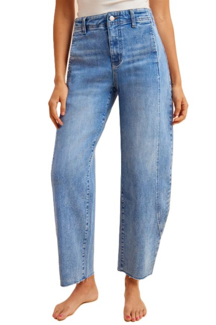 Comfy Tummy Control Stretch Barrel Leg Tapered Jeans