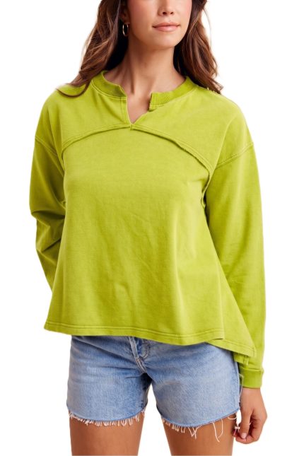 Mineral Wash Uneven Flowy Hem Sweatshirt