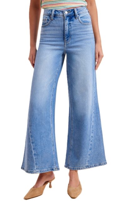 Comfy Tummy Control Stretch Denim Wide Flare Pants