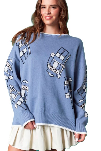 Nutcrackers And Edge Rib Line Detailed Sweater