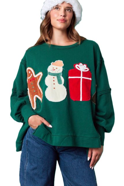 Christmas Patches Detailed Sweatshirt