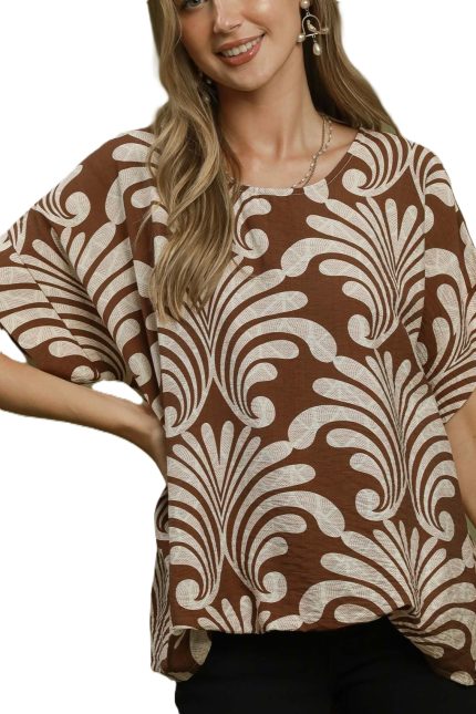 Abstract Botanical Print Relaxed Top