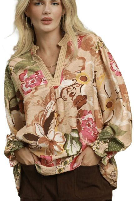 Floral Print V-neck Blouse