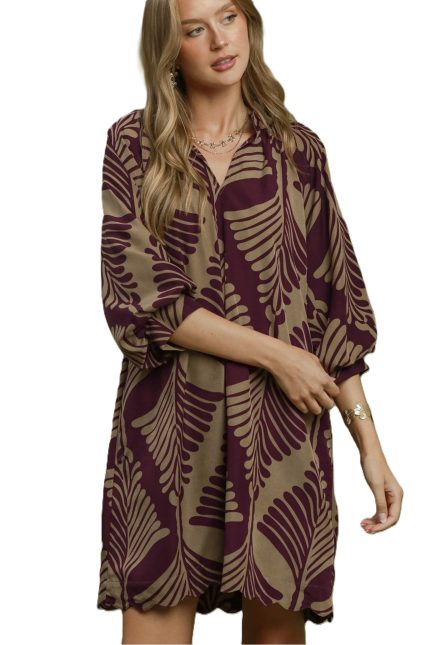 Abstract Leaf Print Dress