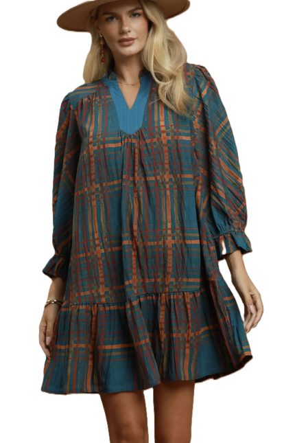 Mix Plaid Tiered Babydoll Dress