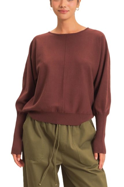 Batwing Sleeve Center Seam Sweater