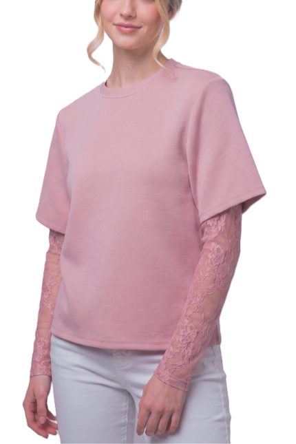 T-shirt W Lace Sleeves