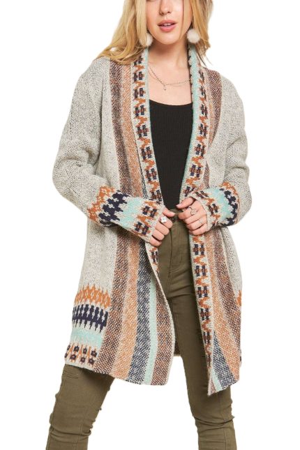 Tribal Border Sweater Cardigan