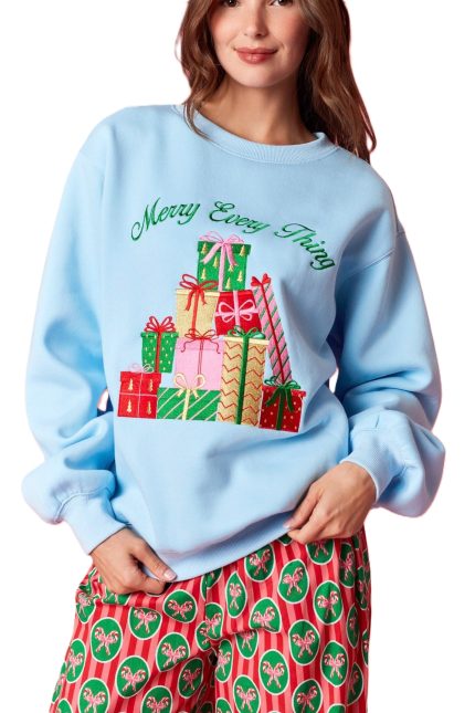 Merry Metallic Embo Fleece Terry Sweatshirt
