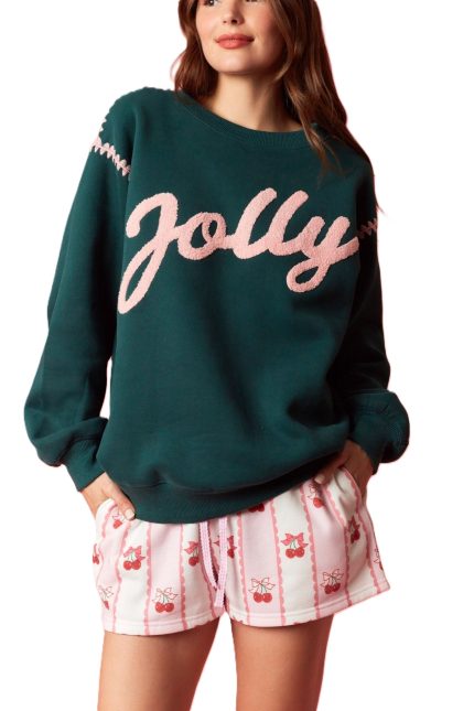 Jolly Towel Embroidery Blanket Stitch Sweater Top