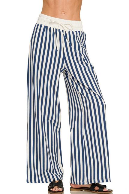 Vertical Striped Wide Leg Pants