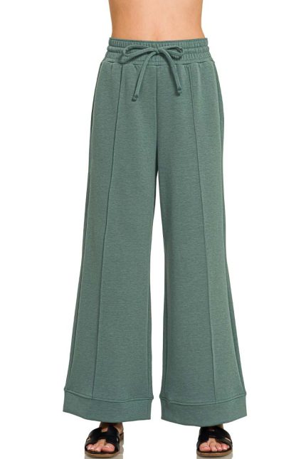 Scuba Pintuck Wide Leg Pants
