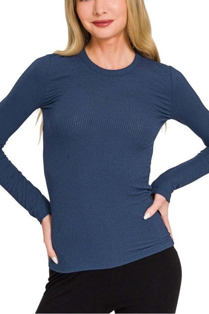 Premium Rayon 4x2 Rib Fitted Round Neck Tee
