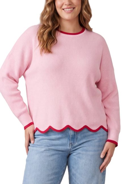 Plus Scallop Hem Sweater Top