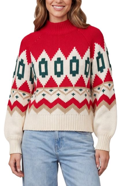 Long Sleeve Patterned Sweater Top