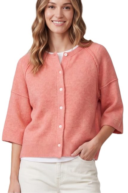 Half Sleeve Button Down Sweater Top