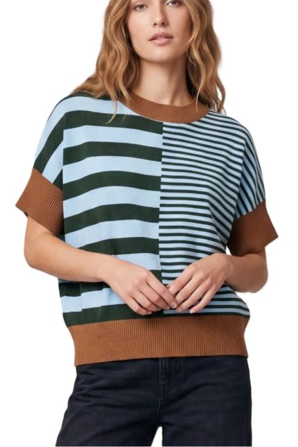 Drop Shoulder Strped Sweater