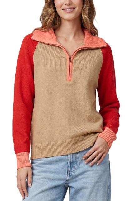 Half Zip Color Block Sweater