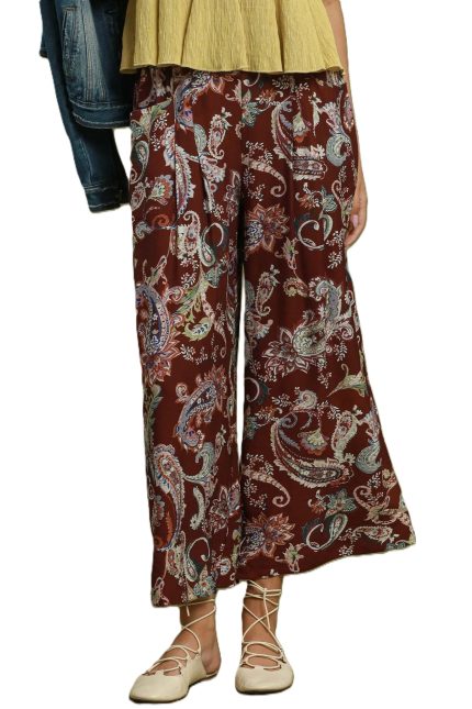 Paisley Print Wide Leg Pants