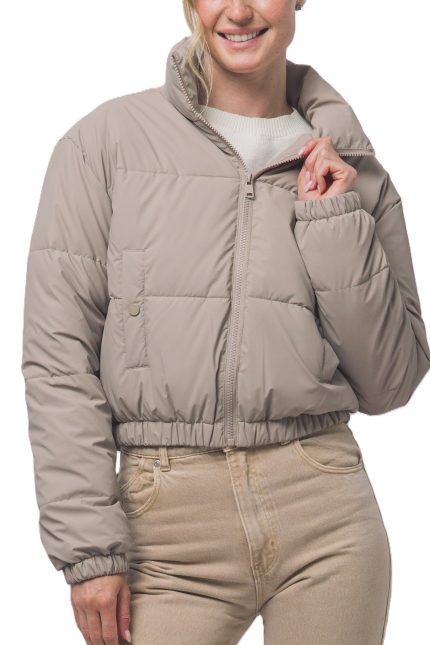 High Collar Zip- Up Puffer Jacket