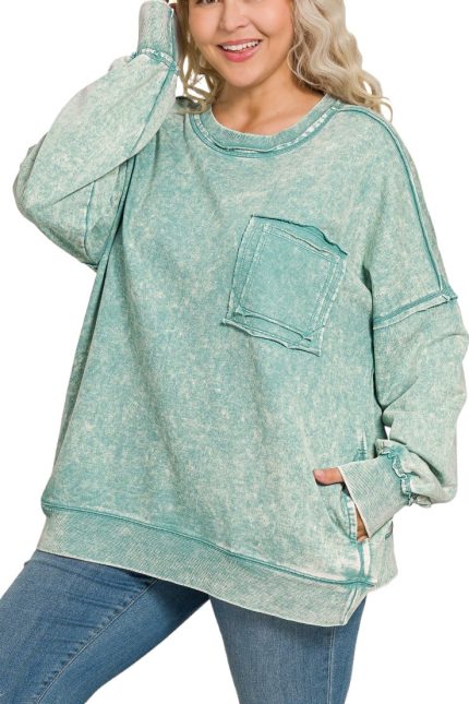 Plus F/terry Acid Wash Pullover