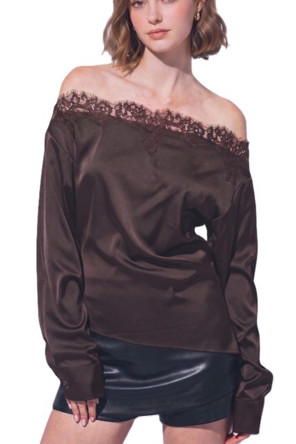 Lace-trimmed Off-the-shoulder Blouse