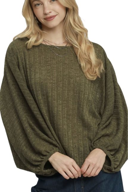 Ribbed Dolman Sleeve Relaxed Top