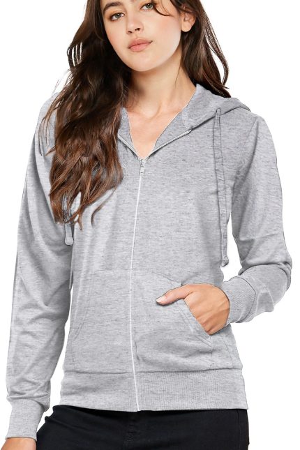 Basic Stretch French Terry Zip Up Hoodie Jacket