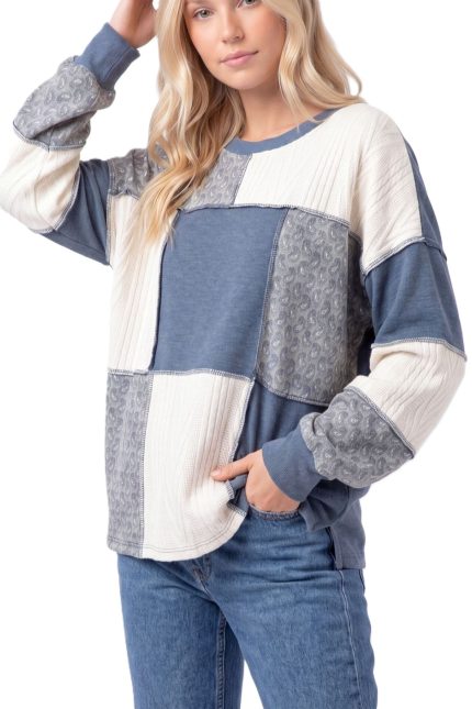 Mixed Media Patchwork Pullover Top