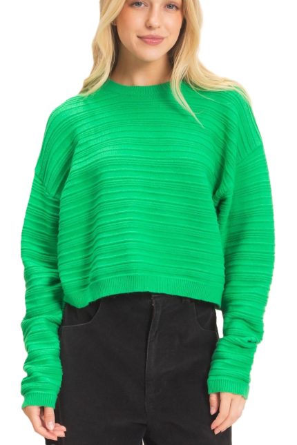 Textured Crew Neck Sweater