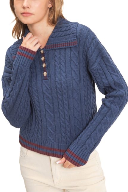 Cable Knit Collar Sweater