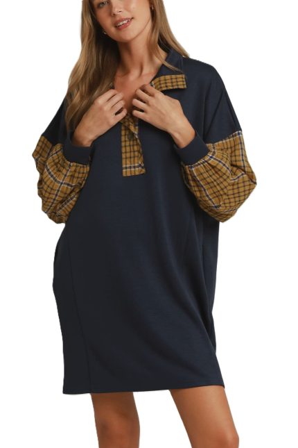 Plaid Sleeve Dress