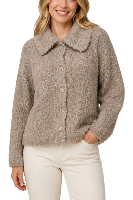 Bouclé Collared Knit Jacket