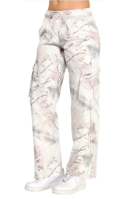 Fleece Cargo Pocket Mid-rise Straight Leg Camo Sweatpants