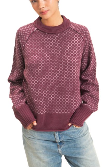 Patterned Mock Neck Sweater
