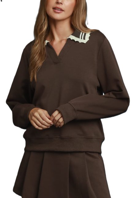 French Terry Contrast Collar Pullover