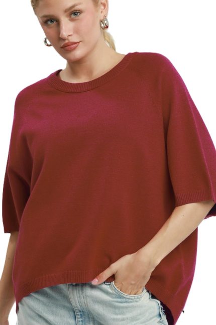 Relaxed Dolman Sleeve Knit Sweater