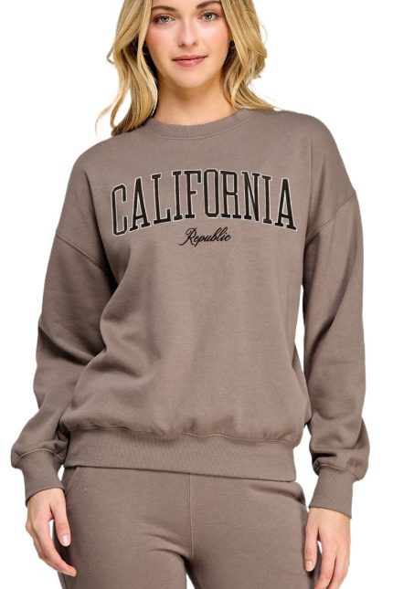 Fleece Relaxed Fit Sweatshirt With Ca Embroidery