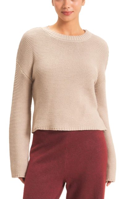 Textured Knit Crew Neck Sweater