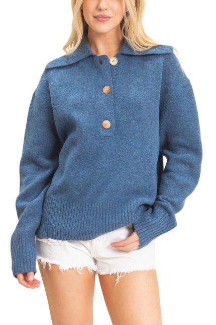 Button-up Collared Sweater