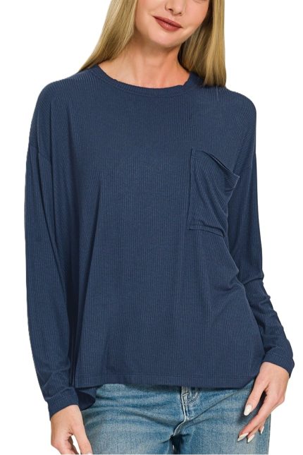 Premium Rayon 4x2 Rib Long Sleeve Top