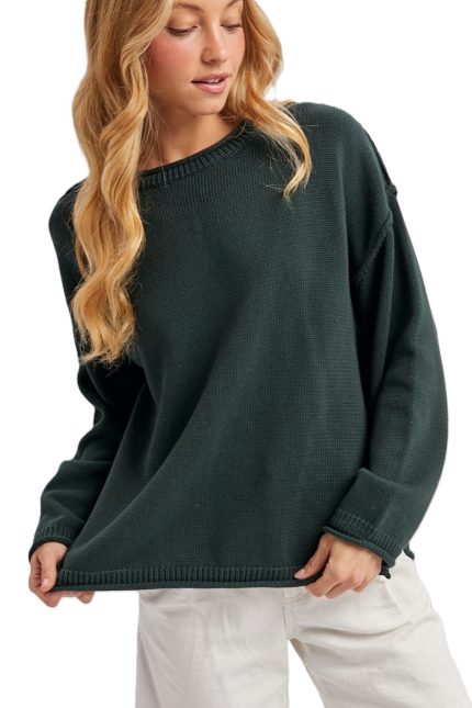 Oversized Side Slit Knit Sweater Pullover