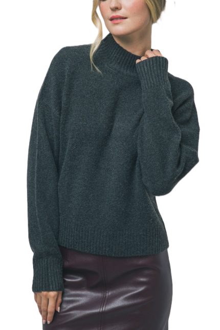 Mock-neck Slouchy Knit Sweater