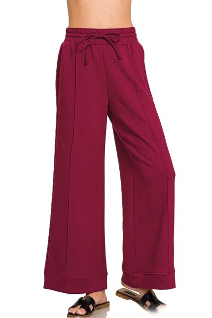 Plus Scuba Pintuck Wide Leg Pants
