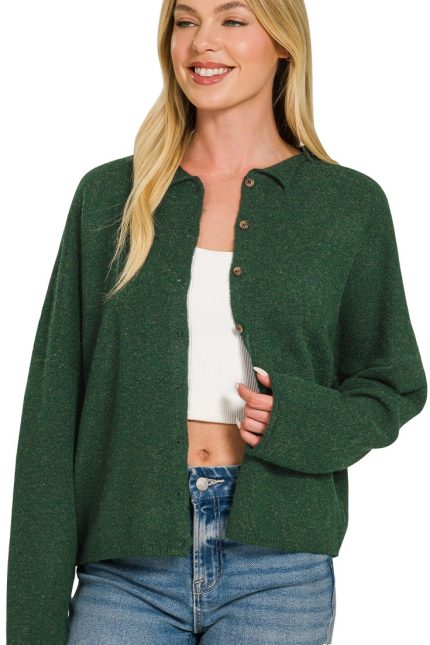 Collared Button Down Cardigan Sweater