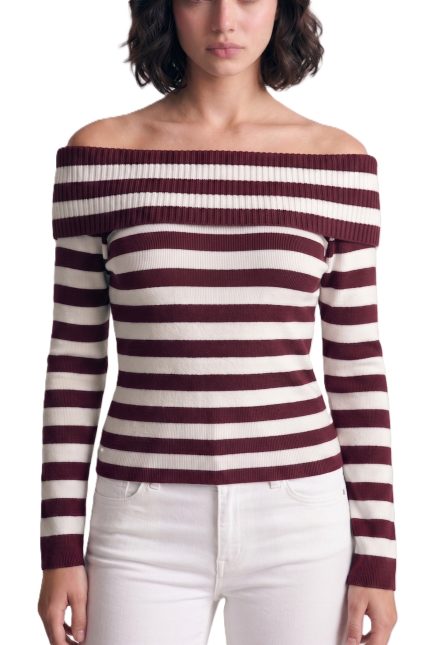 Off-shoulder Stripe Top
