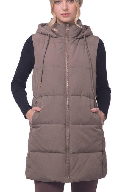 Long Hooded Puffer Vest