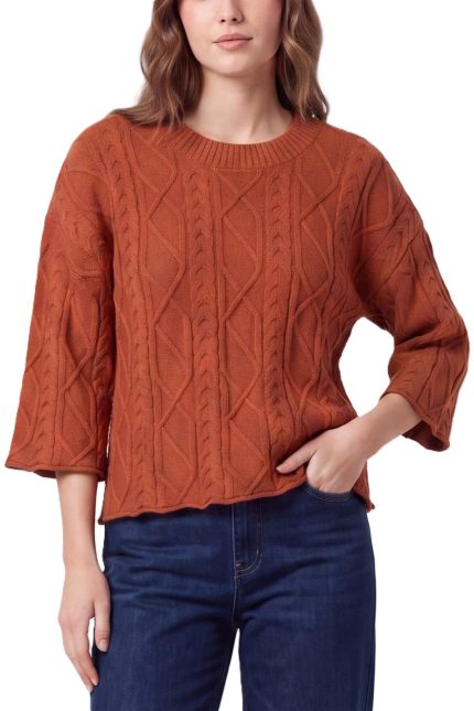 3/4 Sleeve Cable Sweater Top