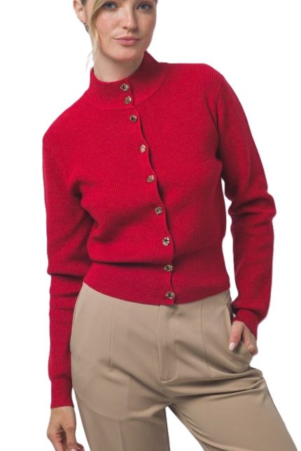 Mock-neck Cardigan