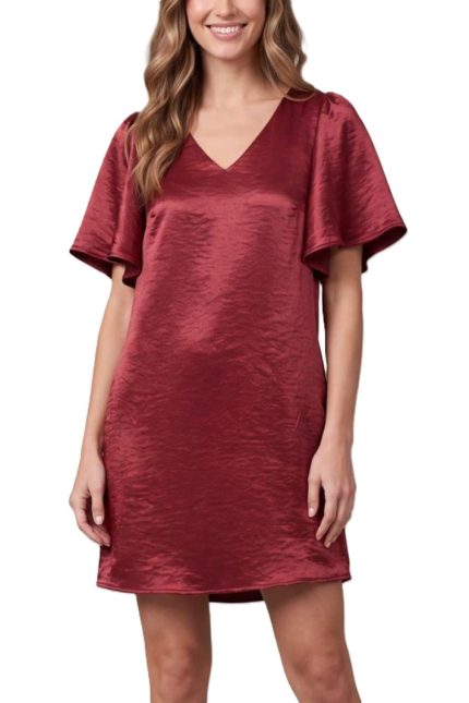 Satin V Neck Mini Dress
